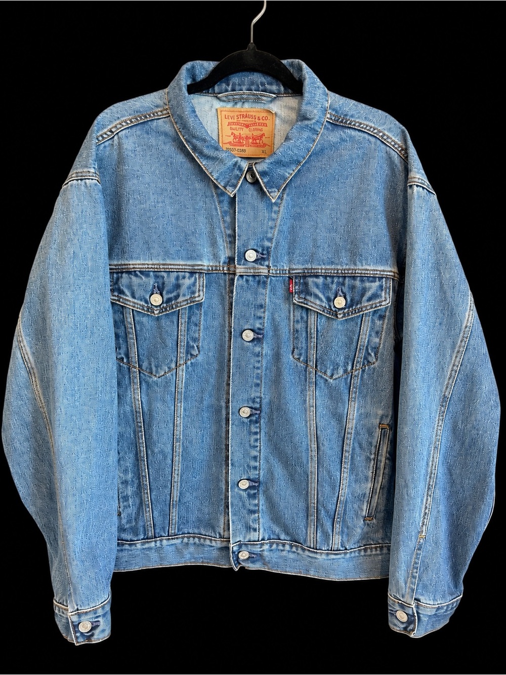 Levi’s 70507-0389 Denim Trucker Jacket XL Vintage 90s Style Relaxed Fit Red Tab